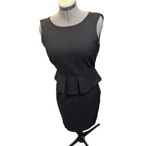 J.Crew Black Sleeveless Peplum Sheath Dress Wool Blend Size 6 J Crew